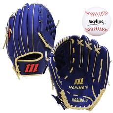 모리모토 LGM-25001200 올라운드 우투 돈피 야구 글러브 12인치 (네이비) 1개 + 야구공 (1입)