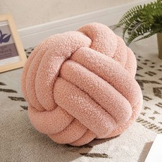캐시미어 매듭 쇼파 쿠션 인테리어 장식품 거실 침대 옆 로프 공 땋은 스레드 북유럽 장식, 핑크 셰르파, 직경 22cm, (뽀글이) 분홍
