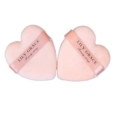 보송한 하트 피니쉬 파우더 퍼프, 2개, 핑크