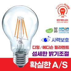 루미앤 LED 투명 램프 에디슨전구 26베이스 6W 전구색 주광색 / 확실한 AS, 6개