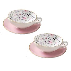 북유럽커피잔 예쁜 커피잔세트본차이나 빈티지 머그컵 2인조찻잔받침 홈카페 홍차잔세트, 장미꽃2인조찻잔받침세트, 1개