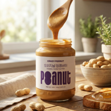 크레이지피넛 땅콩버터 무설탕 100% 국산 땅콩 버터 잼 오리지널, 500g, 1개