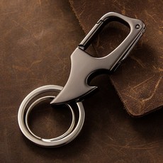 腰挂扣 多功能快遞小刀男士腰掛鑰匙扣創意個性汽車鏈網簡約鎖匙圈環, 槍黑色雙圈開瓶器小刀【組合套裝】, 1個