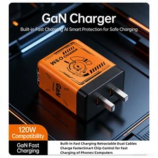 듀얼 포트 GaN 고속 충전기(케이블 수납 가능) 애플 안드로이드 기기 노트북 태블릿 및 휴대폰과 호환, 01 기타