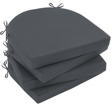 Topotdor 야외 의자 쿠션 2개 세트 43.2 x 40.6 5.1cm(17 16 2인치) 가구용 방수 파티오 쿠션 라운드 코너 시트 색상 견뢰도 패드 타이 포함 그, 다크 그레이, 17"x16"x2"(4 Pack-U Shaped)