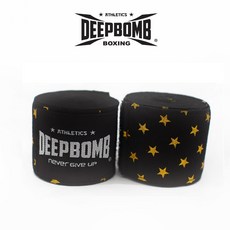 古川小夫 DEEPBOMB滿天星手綁帶-4米，拳擊格鬥訓練專業護具，舒適透氣吸汗，加長設計提供更佳手腕保護, 1個, 黑色