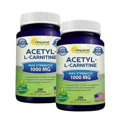 어스퀘어드 아세틸 L-카르니틴 1000mg 캡슐 aSquared Nutrition Acetyl L-Carnitine, 200정, 2개