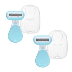저자극 휴대용 미니 면도기 여행용 여성 제모기 셀프 털정리 민트블루, 2개, 1개입
