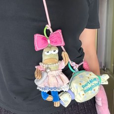 팝마트 스폰지밥 비키니 시티의 엉뚱한 친구들 인형옷 크리스마스 세트 인형의류, 비치버그 레지던트 펜던트용, 핑크드레스+목걸이+리본 세트-인형 사탕 가방 제외