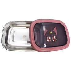 Hiromimi 美少女戰士Crystal保鮮盒 304不鏽鋼 雙層隔熱結構, 水手五戰士和露娜 白色 + 粉色, 1個