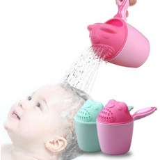 아기 머리 씻기 조리개 목욕 바가지 욕실 물바가지 유아 목욕용품, 하마, 하마-핑크, 1개
