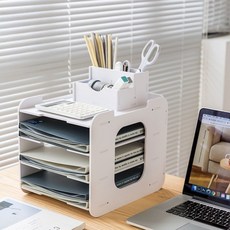 에쉬울프 데스크 A4 서류 정리 책상 수납함 세로형, 4단