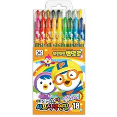 지구화학 뽀로로 샤프식 색연필, 3개, 18색