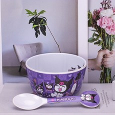 卡通庫洛米兒童餐具可愛家用耐摔防燙分格餐盤喫飯碗勺杯筷盤, 庫洛米【450ML】新5寸碗+造勺, 1個