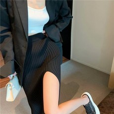 FUXI 針織開叉修身顯瘦長裙