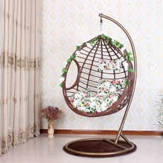 라탄 행잉의자 카페 실내 테라스 행잉체어 둥지 제이스튜, 1인용 굵은 라탄 카페 색 호화판 팔걸이 포함