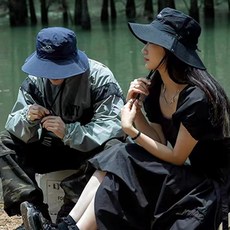 남녀공용 스트링 와이드챙 바캉스 등산 캠핑 모자 자외선 차단/옆면 통풍기능 완비, Off White
