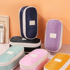 대용량 지퍼 필통 부피 확장 캔버스 연필 펜슬 파우치, 연핑크, 1개