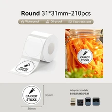 3 롤 NI B21 B3S B1 B31 열 라벨 의류 자체 접착 태그 방수 스마트 오 포켓 프린터, RoundWT31x31-3roll