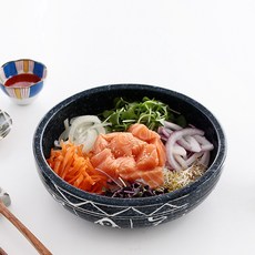 타츠마키 일본 깊은 면기 비빔기 대접 도자기 그릇, 1개, 혼합색상