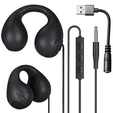 브리온 이어커브 오픈형 유선 이어폰 3.5mm+USB, 블랙, 3.5mm+USB-A