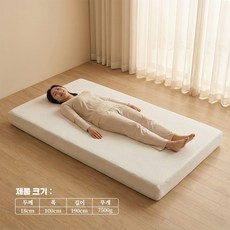 AGLY 고밀도 순 스펀지 매트리스 18cm 두께 접이식 점심시간 매트 풀 탈부착 천 커버, 화이트(18cm*100cm*190cm)