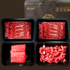 1++등급 한우선물세트 2kg 프리미엄 3호 투뿔 불고기용+양지+국거리 | 구이용 장조림용 정육 모둠 설 추석 명절 캠핑 홈파티 부모님 선물 마장동 고급 소고기 추천 | 압구정한우, 1세트