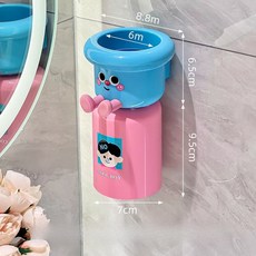 자석식 칫솔 컵 거치대 자석식 양치질 컵 구멍 뚫리지 않는 수납대 욕실 수납에 적합하다, 파랑색 + 분홍색