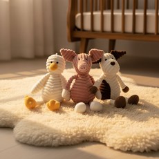 신생아 타월 촉감인형 애착인형 출산선물 수면인형 아기 장난감 토끼 동물, 1jsb M(30cm)_핑크돼지, 상세페이지 참조