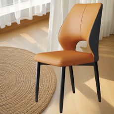 Tixpra가정용 식탁의자 가죽책상의자 등받이 카페 인테리어, 2개, 오렌지