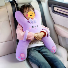 앨오앤지 차량용 안전벨트 인형 쿠션 목꺾임방지 쿠션, 1개, 보라(토끼)
