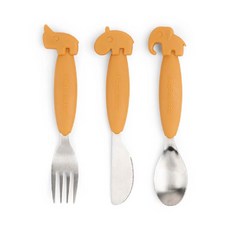 Done by deer 不鏽鋼餐具三件組 兒童餐具, 黃色, 1個