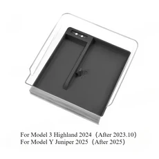 테슬라 모델 3 하이랜드/모델 Y 주니퍼용 센터 콘솔 수납함 투명 암박스 수납함 실리콘 패드 액세서리, 04 Armrest Black