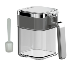 透明調味罐附勺密封防潮廚房用品，廚房調味收納罐，調味罐套裝, 1個, 灰色