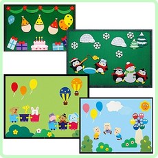 청양토이 펠트 유치원 교실 게시판 꾸미기 세트, 봄꽃화분