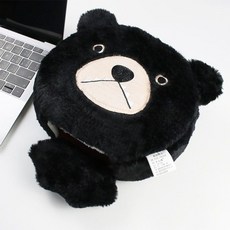 【开发票/统编】USB電腦發熱暖手滑鼠墊 可愛卡通保暖護腕滑鼠套 冬季可拆洗暖手套, 咧嘴熊【自帶一根發熱片】