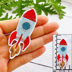 皮卡布 氣球造型刺繡布貼, 1個, 火箭,熱熔膠款