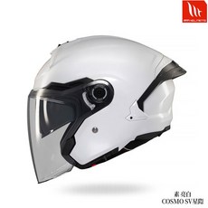 MT COSMO SV 星際 半罩安全帽 4/3罩 排尺釦 內藏墨鏡 眼鏡溝 耳機槽 快拆鏡片 23番 組合, 星際＿亮白,大帽體  (備註尺寸)