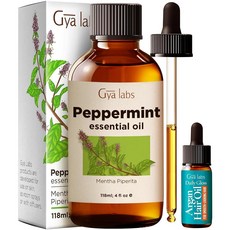 Gya Labs 모발용 페퍼민트 에센셜 오일 - 대용량 118.3ml(4액량 온스) 디퓨저 아로마테라피 헤어 케어 스킨 바디 마사지 및 DIY 캔들 만들기 향기용 프리미