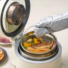 에어프라이어 올스텐 스팀 5L 풀오픈 오븐 유리 에어프라이기 고구마 에어프라이 생선 에어후라이기 홈리아, 화이트