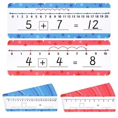 32팩 드라이 지우개 숫자 라인 보드 카드 랩보드 양면 쓰기 및 지울 수 있는 보드 카드 한쪽에는 0-10 숫자 줄 다른 쪽에는 0-20 어린이 학생 수학 교구 29, 1개