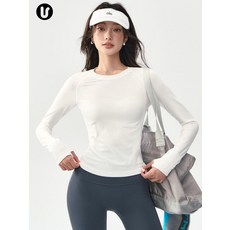 여자 테니스복 긴팔 볼링티 화이트 라운드넥 테니스옷