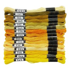 OLYMPUS 奧林巴斯 刺繡線 十字繡繡線 純棉 25番 8米6股 黃色系, 1個, 5205