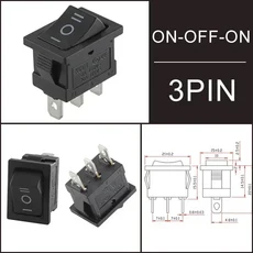 10Pcs KCD11 미니 로커 스위치 15x21mm 스냅인 3핀 SPST 250V 소형 가전제품 및 조명식 온/오프, 02 10 PCS, 12 Black 3Pin ON OFF ON