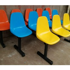 정류장 벤치 의자 웨이팅 스마일 카페 식당 A 레트로 플라스틱 옐로우 글로시, 컬러 스마일리 페이스 스티커 포함