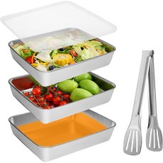 조르페터 3세트 리스 스틸 빵 이 통과 뚜껑이 방진 팬 닭가슴살 준설양념 고기용 오븐 및 식기세척기 안전 준비