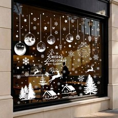 디심플 크리스마스 창문 스티커 장식소품 유리창 스티커 세트, 9장세트 1개