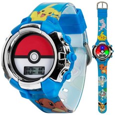 Accutime 포켓몬 포켓볼 디지털 LCD 쿼츠 손목 시계 블루/블루 스트랩 포함 (POK4243AZ)
