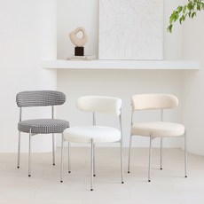 스위터 실버 인테리어 디자인 카페 식탁 의자, 1개, 부클레 (패브릭)