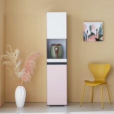 미자크 리버스 밥솥틈새수납장 1860 / 오브제 주방수납장 부엌 수납장 속깊은 키큰 장 냉장고 옆 250 300 350 400, 크림화이트+로지핑크, 5단